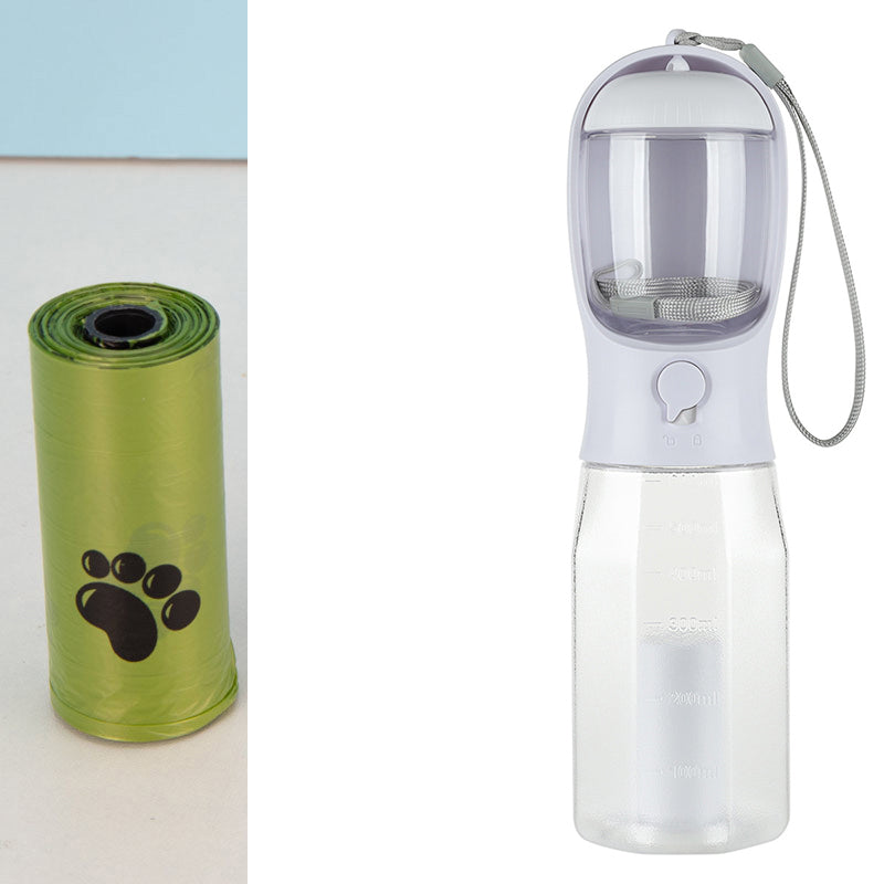 3-in-1 Portable Dog Water Bottle with Food Feeder and Portable Bag Holder