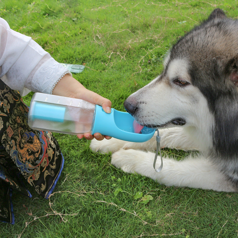 3-in-1 Portable Dog Water Bottle with Food Feeder and Portable Bag Holder