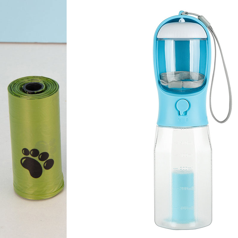 3-in-1 Portable Dog Water Bottle with Food Feeder and Portable Bag Holder